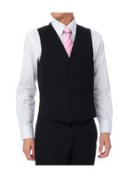 ストレッチシャンブレーストライプベスト/ブラック(019)