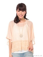 ドルマンレース切替TOPS＋ネックレス/ベージュ