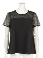 ブロック刺繍切替ブラウス/オフホワイト