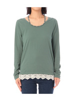 レース使いビジューストラップカットソー/グリーン系(027)