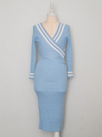 セーラーボーダーニットワンピ/OFF WHITE