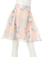 フラワープリント　フレアースカート/ピンク