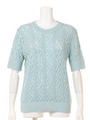 【BED＆BREAKFAST】Leaf Pattern Knit Shortsleeve/NAVY