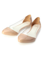 クリアエナメルコンビフラットシューズ/ベージュ系(052)