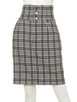 チェックハイウエストスカート/ベージュ