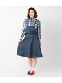 デニムフレアジャンパースカート/サックス(090)