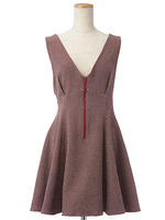 フロントジップフレアージャンスカ/レッド