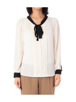 ボウタイ付きフロントタックブラウス/ホワイト系(003)