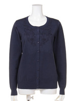 【2ndline】12ゲージフラワー刺繍ニットカーデCL−0364/NV