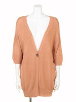 １２Ｇラーベン針抜き７分袖トッパーカーディガンィガン/ベージュ