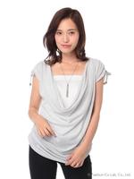 アクセ付ラメドレープアンサンブル/オフホワイト