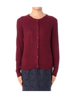 ケーブル編みニットカーディガン/ボルドー(064)