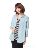 デニムシャツXタンクアンサンブル/サックス