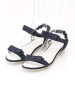 パールヒールリボンサンダル/ネイビー