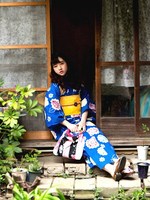 京都きもの町オリジナル浴衣セットNo.5 青 絞り花/-
