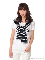 肩巻きフード付きTシャツ/ブラック