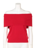 折返しオフショルニット/ホワイト