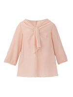 [L]シルク混ボウタイ風デザインブラウス/ピンク系(071)