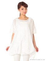 ・シースルーボーダーアンサンブルチュニック/Light Yellow