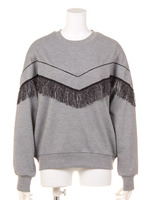 【mystic】ラメフリンジプルオーバー/グレ-