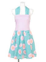 サマーフラワーホルターdress/グリーンギンガム×ガーベラ