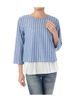 タックタンク付ストライプブラウス/ブルー(392)