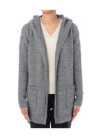 モヘア混ざっくり編みフードカーディガン/グレー系(014)