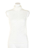 レースチムニーネックTOPS/ブラック