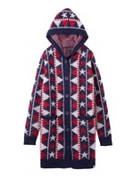 GEOMETRIC KNIT LONG CARDIGAN/NAVY