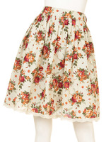 【F&A】ローズ柄タックスカート/LIGHT BLUE