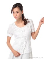 サテンシャドーチェックフリフリBL/シロ