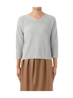 パールビジューVネックニットプルオーバー/ネイビー系(093)