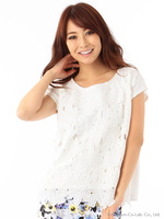 フラワーレースTOPS/オフホワイト