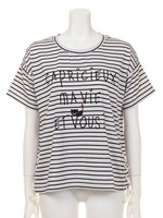 マイライフレースアップTシャツ/ネイビー