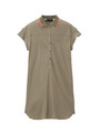 [L]ホリゾンタルカラーポロシャツ風ワンピース/カーキ系(027)