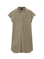 [L]ホリゾンタルカラーポロシャツ風ワンピース/カーキ系(027)
