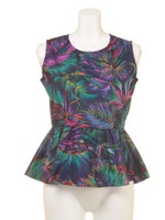 【1stline】ダークボタニカル柄ペプラムブラウスCL-0883/NVY