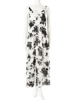 【CEDNIE】モノトーンフラワーマキシワンピース/ホワイト