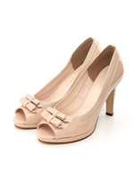 【vanitybeauty】ダブルリボンオープントゥパンプス/ピンクコンビ