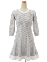 ケーブルフレアーニットワンピ/ネイビー