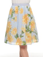 シースルーギンガムフラワープリントスカート/ネイビー