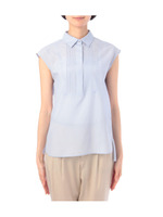 シルク混衿付きノースリブラウス/ナチュラル(050)