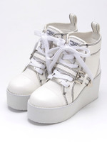 ステッチ配色厚底スニーカー/WH