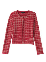 異素材ミックスニットカーディガン/ワインレッド(263)