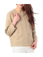 麻混アーミークロスノーカラーブルゾン/ベージュ(052)