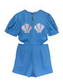 shell peplum rompers/blue