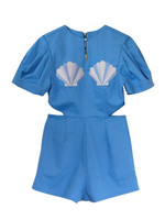 shell peplum rompers/blue