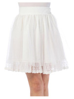 【Tralala】リボン付チュールスカート/ベージュ