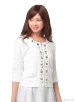 スラブ裏毛ビジュージャケット/ベージュ