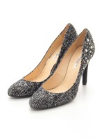 ツイード・ビジューパンプス/ブラック
